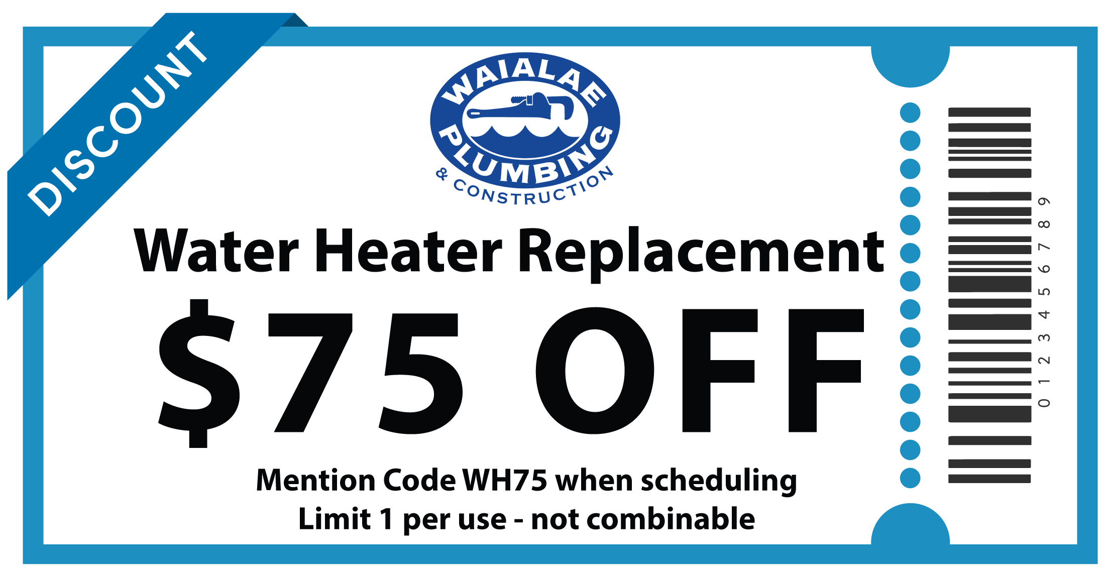 Online coupon for $50 off of Water Heater Repair