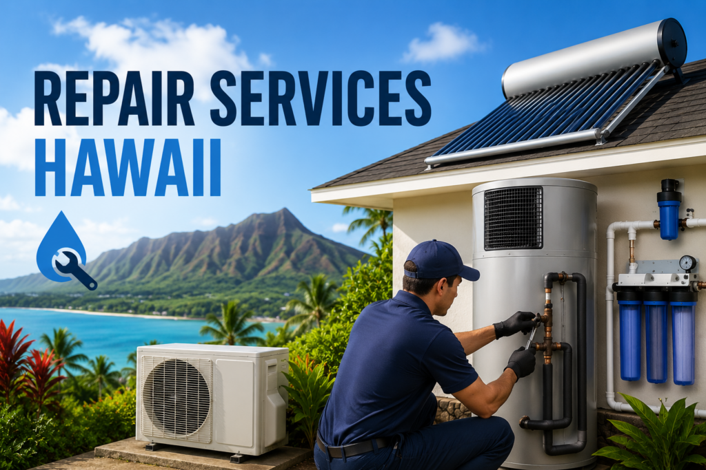 Solar water-heating and water-filtration equipment at a Hawaiʻi property