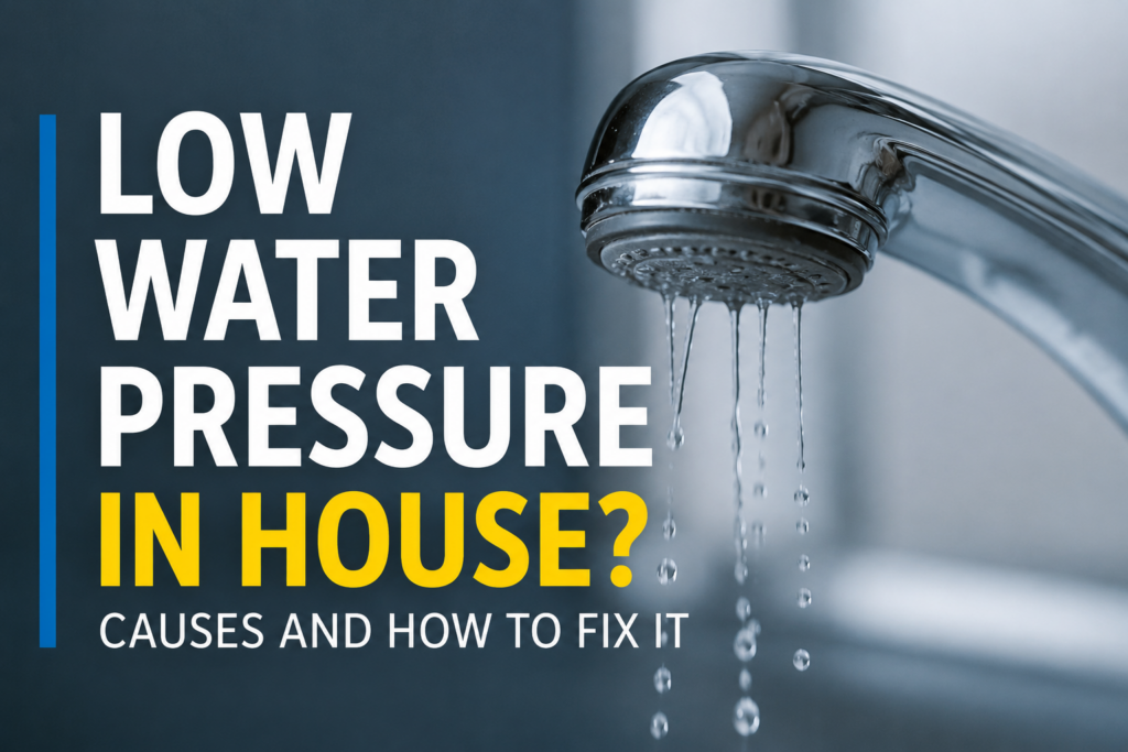 Showerhead with weak flow illustrating low water pressure
