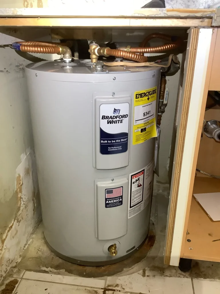 30 gal water heater low boy installation